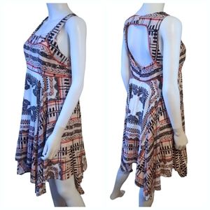 JESSICA SIMPSON Handkerchief Hem Cutout Back Sleeveless Printed Dress Sz 10